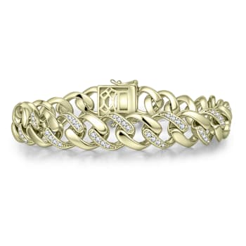 CZ Pave Link Bracelet In 14K Gold Over Sterling Silver