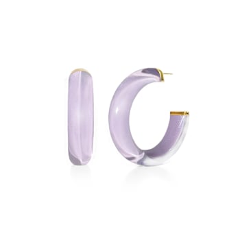 14K Yellow Gold Over Sterling Silver Small Illusion Acrylic Hoop
Earrings in Lavender