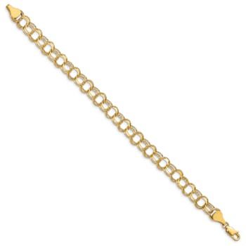 10k Yellow Gold 7mm Triple Link Charm Bracelet