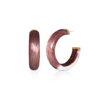 14K Yellow Gold Over Sterling Silver Small Illusion Acrylic Hoop
Earrings in Cocoa