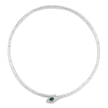 Rachel Zoe Pave CZ Snake Collar Necklace in Rhodium Over Sterling Silver