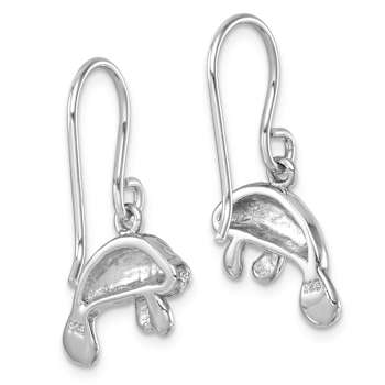 Rhodium Over Sterling Silver Manatee Dangle Earrings