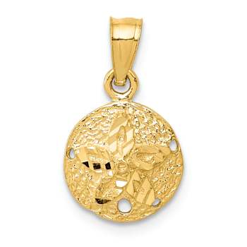 14k Yellow Gold Diamond-Cut and Textured Sand Dollar Pendant