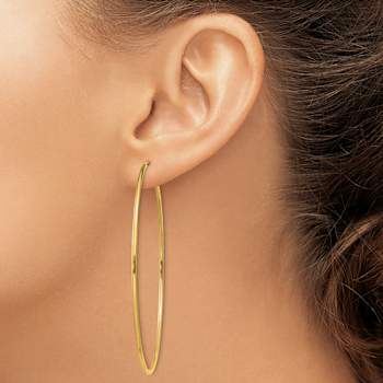 14k Yellow Gold 2 1/2" Polished Round Endless Hoop Earrings