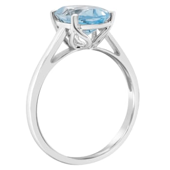 10x8mm Oval Sky Blue Topaz Rhodium Over Sterling Silver Ring