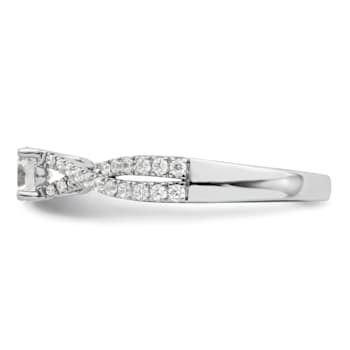 Rhodium Over 14K White Gold Polish Round Diamond Engagement Ring 0.63ctw