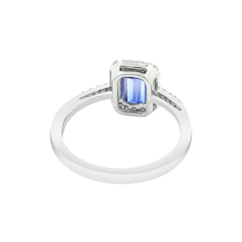 14K White Gold Octagon Tanzanite and Diamond Ring, 1.51ctw