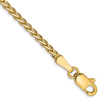 14k Yellow Gold 1.9mm Flat Wheat Chain Bracelet