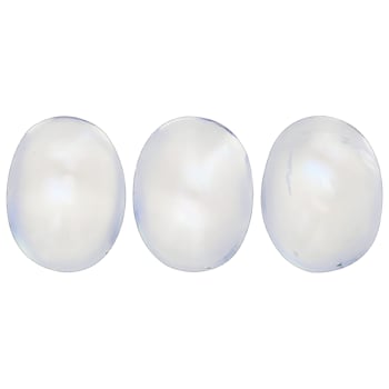 Blue Sheen Moonstone 9x7mm Oval Cabochon Set of 3 6.10ctw