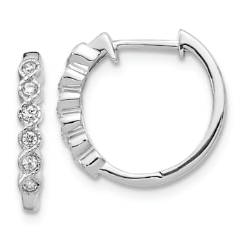 Rhodium Over 14K White Gold Lab Grown Diamond Hinged Hoop Earrings