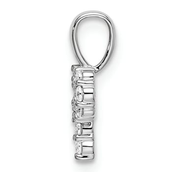 Rhodium Over 14K White Gold Lab Grown Diamond Letter P Initial Pendant