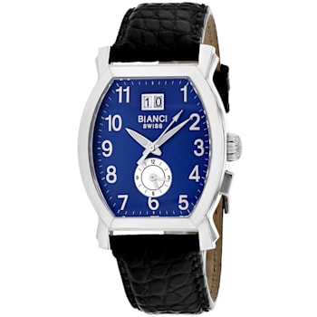 Roberto Bianci Women's La Rosa Blue Dial Black Leather Strap Watch