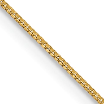 14k Yellow Gold 0.5mm Solid Box Link 16 Inch Chain