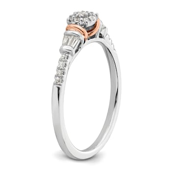 14K Two-tone White and Rose Gold Cluster Diamond Engagement Ring 0.11ctw