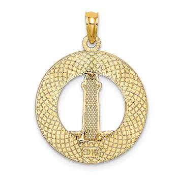 14k Yellow Gold Textured Hilton Head Island with Enameled Lighthouse in
Circle Charm