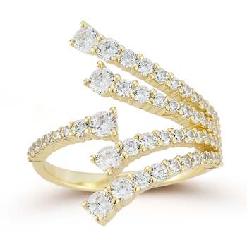 Rachel Zoe CZ Graduated Bypass Fan Ring in 14K Gold Over Sterling Silver