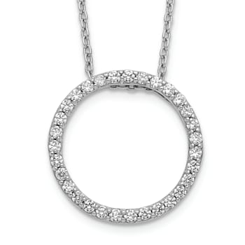 Rhodium Over 14K White Gold Lab Grown Diamond VS/SI GH, Circle Necklace