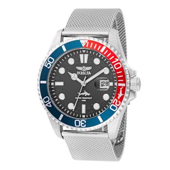 Invicta Pro Diver 43mm Black Dial Red and Blue Bezel Stainless Steel
Mesh Quartz Watch