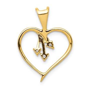 14k Yellow Gold Diamond Heart Pendant