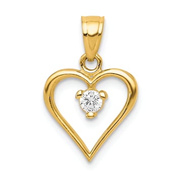 10k Yellow Gold Cubic Zirconia Heart Charm