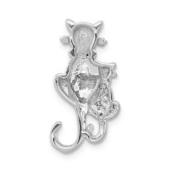 Rhodium Over 14k White Gold White and Black Accent Diamond Cats Chain
Slide Pendant