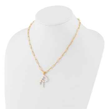 Gold Tone Sterling Silver 3-5.5mm Freshwater Cultured Pearl LETTER R
18-inch Necklace