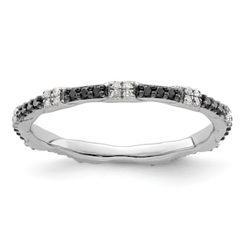 Sterling Silver Stackable Expressions Black and White Diamond Ring 0.216ctw