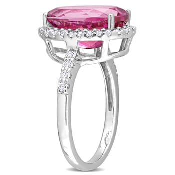 7.50ctw Pink And White Topaz 14k White Gold Ring