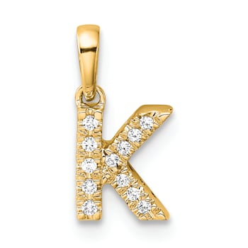 14K Yellow Gold Diamond Letter K Initial with Bail Pendant