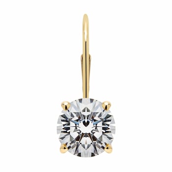 White Cubic Zirconia 14k Yellow Gold Earrings With Velvet Gift Box 1.50ctw