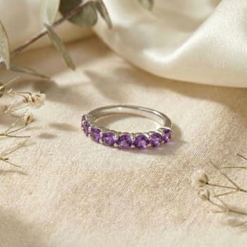 Amethyst Stackable Band Ring In Sterling Silver