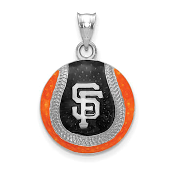 Rhodium Over Sterling Silver MLB LogoArt San Francisco Giants Enameled Pendant