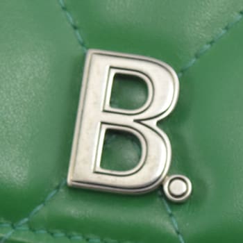 Balenciaga Touch Leaf Green Nappa Leather Quilted Mini Trifold Wallet