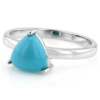 Turquoise Trillion Solitaire Ring In Platinum Over Sterling Silver 8mm