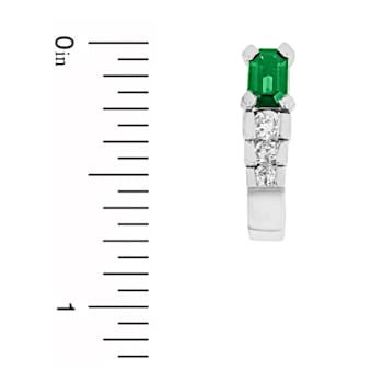 1.35ctw Emerald and Diamond J Hoop Earrings in 14k White Gold