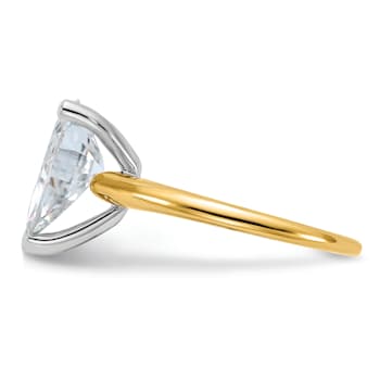 14K Yellow Gold With White Gold Accents 3 1/2 ct. D E F Pure Light Pear
Moissanite Solitaire Ring