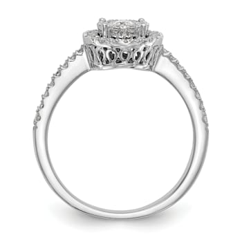 Rhodium Over 14K White Gold Lab Grown Diamond Cluster Engagement Ring 0.478ctw