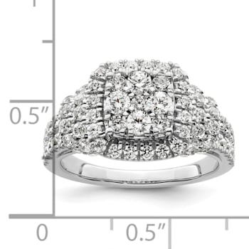 Rhodium Over 14K White Gold Lab Grown Diamond VS/SI GH, Cluster Ring 1.509ctw