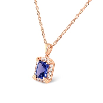 18K Rose Gold Over Sterling Rectangular Octagonal Tanzanite and Cubic
Zirconia Pendant 2.40ctw