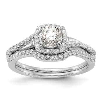 Rhodium Over 14K White Gold Lab Grown Diamond Complete Cushion Halo
Engagement Ring 0.70ctw