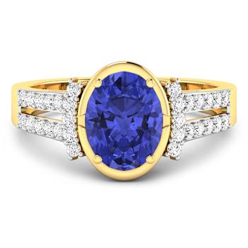 1.71ctw Violet Tanzanite and Diamond 14K Yellow Gold Halo Ring
