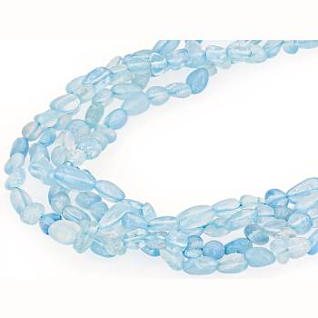 Free-form Aquamarine Multi-Strand Necklace In Sterling Silver