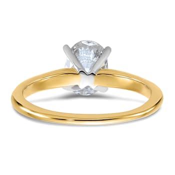 14K Yellow Gold With White Gold Accents 1 1/2 ct. G H I True Light Oval
Moissanite Solitaire Ring