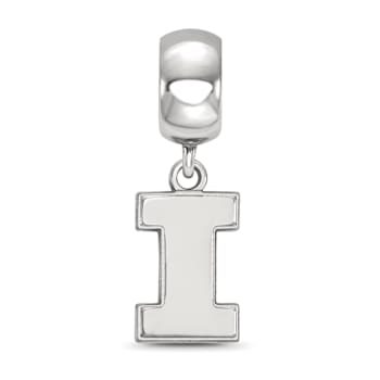 Sterling Silver Rhodium-plated LogoArt University of Illinois Small
Dangle Bead