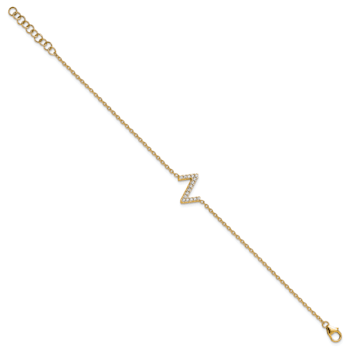14k Yellow Gold Diamond Sideways Letter Z Bracelet