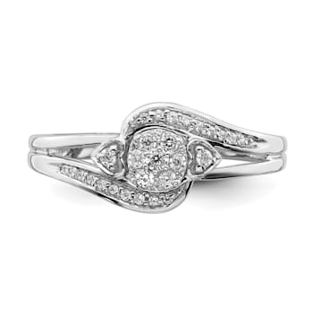 Rhodium Over 10K White Gold Lab Grown Diamond Cluster Engagement Ring 0.201ctw