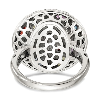 Sterling Silver with 14K Accent Antiqued Multi Gemstone Ring