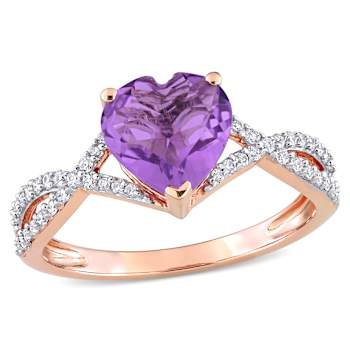 Amethyst and Diamond 14K Rose Gold Infinity Ring 1.7ctw