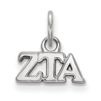 Rhodium Over Sterling Silver LogoArt Zeta Tau Alpha Extra Small Pendant