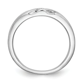 Rhodium Over 14K White Gold Diamond Trio Ladies Wedding Band 0.12ctw